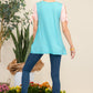 Celeste Full Size Open Tie Sleeve Floral Contrast Top