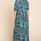 BOMBOM Printed Shirred Maxi Dress