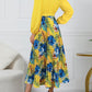 Pleated Printed Surplice Long Sleeve Dress