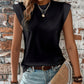 Round Neck Cap Sleeve Blouse