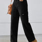 Drawstring Mid-Rise Waist Straight Cargo Jeans