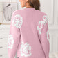 Slit Round Neck Dropped Shoulder Sweater