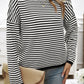 Striped Round Neck Dropped Shoulder Sweater