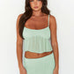 Square Neck Sleeveless Top and Ruched Skirt Set