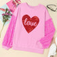 LOVE Heart Sequin Dropped Shoulder Sweatshirt