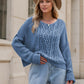 Round Neck Dropped Shoulder Long Sleeve Sweater