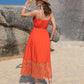 Embroidered Square Neck Midi Cami Dress