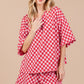 Ces Femme Checkered Round Neck Top and Shorts Set