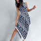 Fringe Printed Single Shoulder Dress