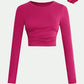 Round Neck Long Sleeve Cropped T-Shirt