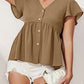 V-Neck Flutter Sleeve Blouse