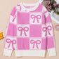 Bow Round Neck Long Sleeve Sweater