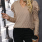 Textured V-Neck Long Sleeve Top