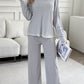Contrast Trim Round Neck Top and Pants Set
