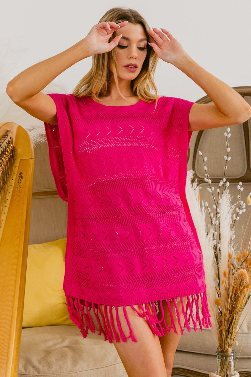 BiBi Fringed Hem Knit Top *
