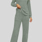 Ribbed Long Sleeve Top and Pocketed Pants Set