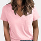Full Size Pocketed V-Neck Short Sleeve T-Shirt