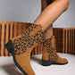 Leopard Suede Block Heel Boots