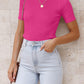 Round Neck Short Sleeve Knit Top