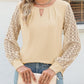 Cutout Round Neck Lace Long Sleeve Blouse