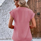Full Size Decorative Button V-Neck Short Sleeve Blouse