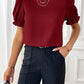 Round Neck Flounce Sleeve Blouse