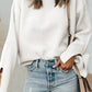 Textured Round Neck Long Sleeve Sweater