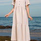 Striped Collared Neck Short Sleeve Dress