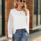 Full Size Round Neck Lace Long Sleeve T-Shirt Plus Size