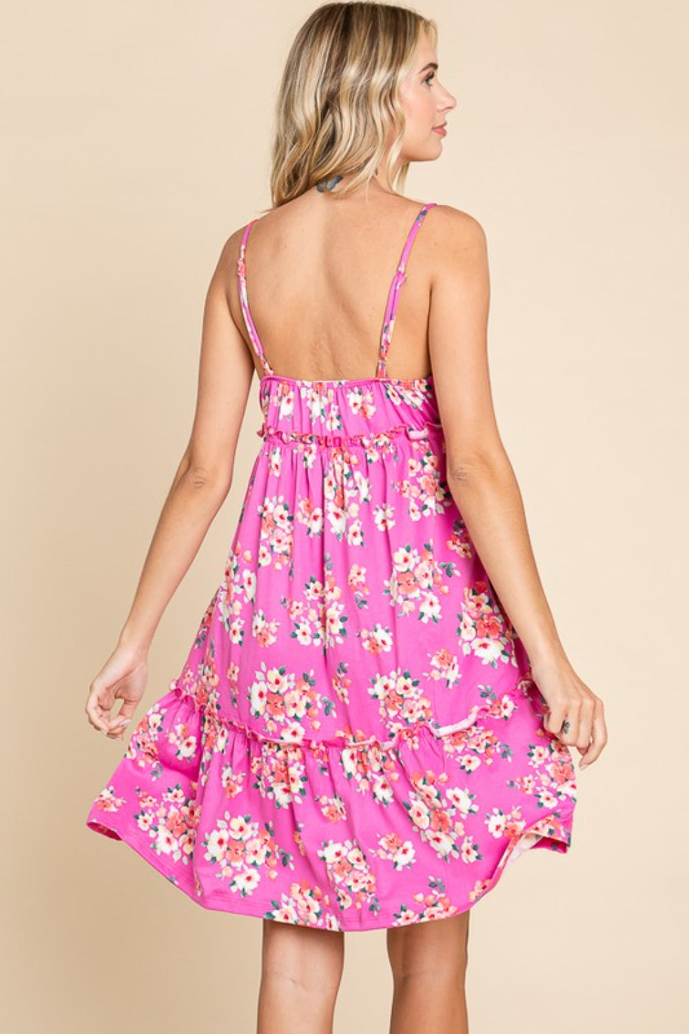 Culture Code Full Size Floral Ruffled Cami Dress *