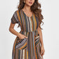 Pocketed Striped Short Sleeve Dress