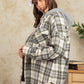 Drawstring Plaid Long Sleeve Hooded Jacket