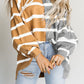 Adriana & Bae Striped Dropped Shoulder Round Neck Blouse