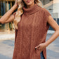 Side Slit Turtleneck Sweater Vest