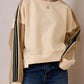 Contrast Round Neck Long Sleeve Sweatshirt
