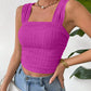Full Size Textured Square Neck Wide Strap Tank