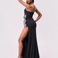 Slit Bow Trim Tube Maxi Dress