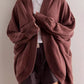 Exposed Seam Open Front Batwing Sleeve Hooded Cardigan