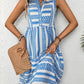 Frill Printed Notched Sleeveless Mini Dress