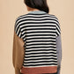Annie Wear Striped Color Block Round Neck Sweater
