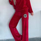 Full Size Boat Neck Long Sleeve Top and Pants Set