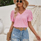 Twisted Heart V-Neck Short Sleeve Blouse