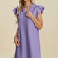 Double Take Full Size Ruffled V-Neck Cap Sleeve Dress