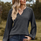 Eyelet Notched Raglan Sleeve T-Shirt