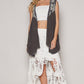 POL Embroidered Pearls Open Front Sleeveless Cardigan