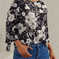 Printed Round Neck Three-Quarter Sleeve Blouse