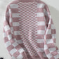 Double Take Checkered Open Front Dropped Shoulder Cardigan