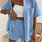 Button Up Short Sleeve Shirt and Shorts Set