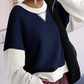 Color Block Round Neck Long Sleeve Sweatshirt