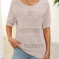 Openwork Round Neck Half Sleeve Knit Top